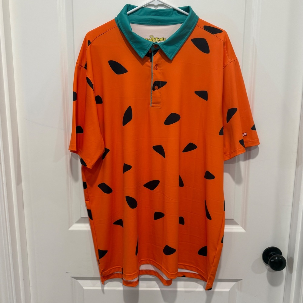 RSVLTS Breakfast Balls The Flintstones Fred Polo Shirt Mens 2XL Halloween Golf